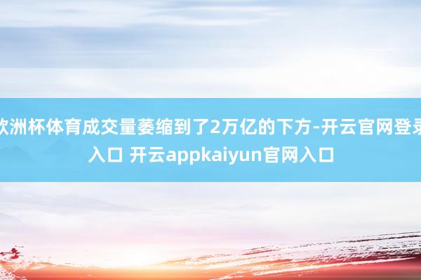 欧洲杯体育成交量萎缩到了2万亿的下方-开云官网登录入口 开云appkaiyun官网入口