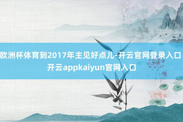 欧洲杯体育到2017年主见好点儿-开云官网登录入口 开云appkaiyun官网入口