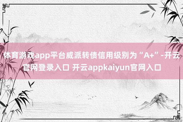 体育游戏app平台威派转债信用级别为“A+”-开云官网登录入口 开云appkaiyun官网入口