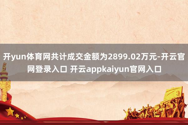 开yun体育网共计成交金额为2899.02万元-开云官网登录入口 开云appkaiyun官网入口