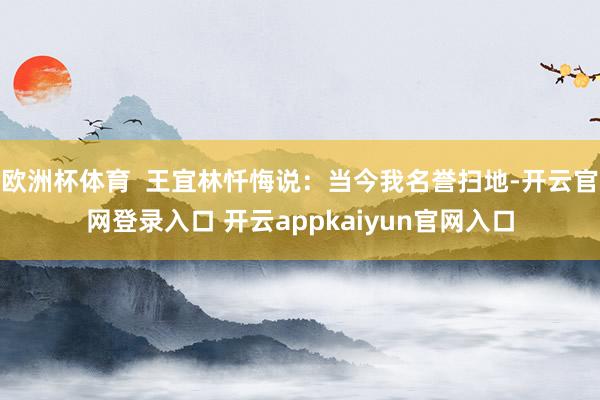 欧洲杯体育 王宜林忏悔说:当今我名誉扫地-开云官网登录入口 开云appkaiyun官网入口