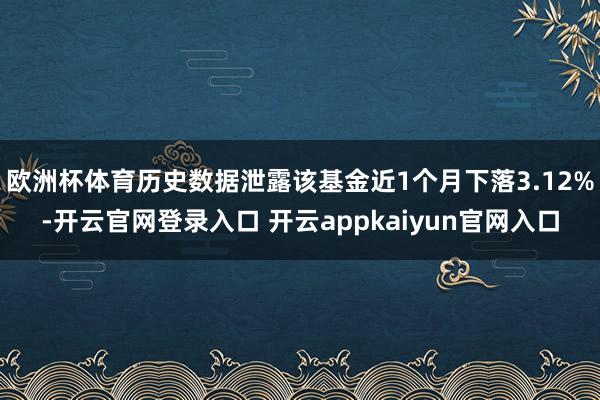 欧洲杯体育历史数据泄露该基金近1个月下落3.12%-开云官网登录入口 开云appkaiyun官网入口
