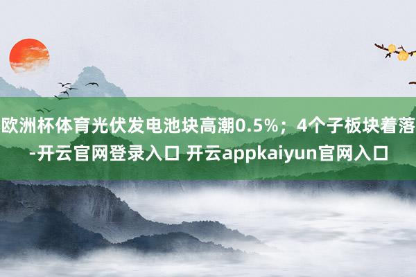 欧洲杯体育光伏发电池块高潮0.5%；4个子板块着落-开云官网登录入口 开云appkaiyun官网入口